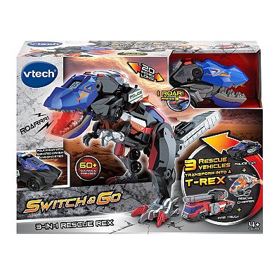 VTech Switch & Go 3-in-1 Rescue Rex With Police Car, Fire Truck & Helicopter 3-piece Set