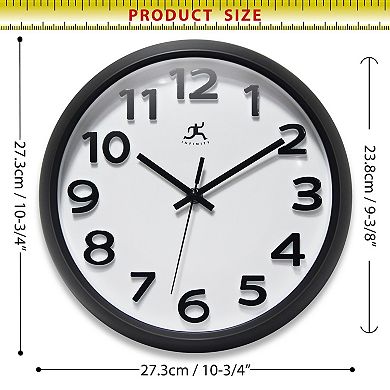 Infinity Instruments 10.75-in. Round Wall Clock with Raised Arabic Numerals