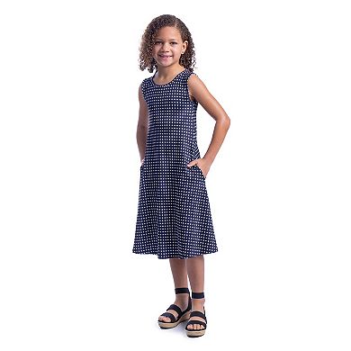 Girls 7-16 24Seven Comfort Apparel Polka Dot Sleeveless Pocket Dress