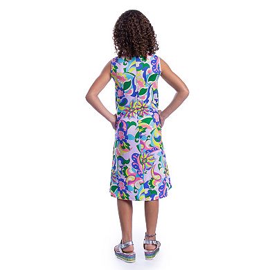 Girls 7-16 24Seven Comfort Apparel Colorful Floral Sleeveless Pocket Dress