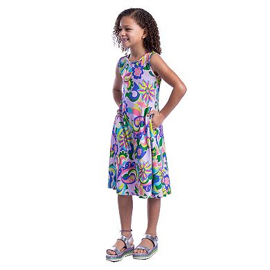 Girls 7-16 24Seven Comfort Apparel Colorful Floral Sleeveless Pocket Dress