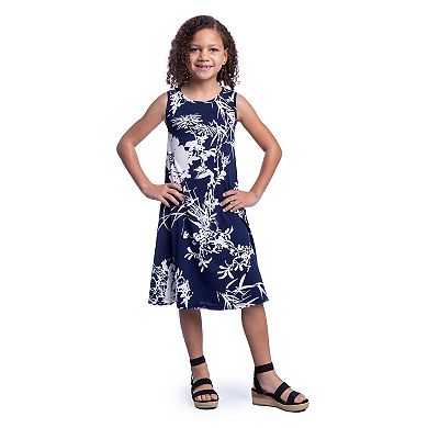 Girls 7-16 24Seven Comfort Apparel Blue Floral Sleeveless Pocket Dress