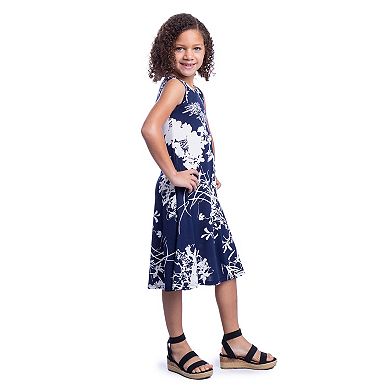 Girls 7-16 24Seven Comfort Apparel Blue Floral Sleeveless Pocket Dress