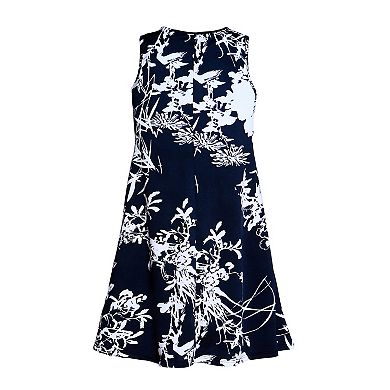 Girls 7-16 24Seven Comfort Apparel Blue Floral Sleeveless Pocket Dress