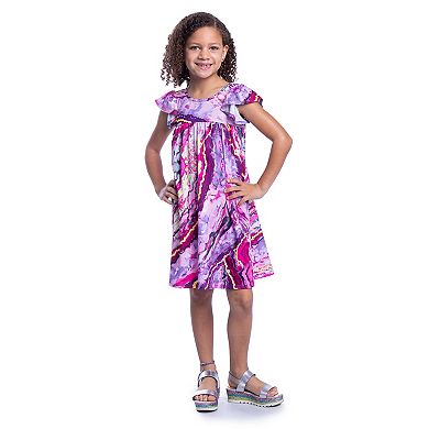 Girls 4-6x 24Seven Comfort Apparel Marble Print Babydoll Dress