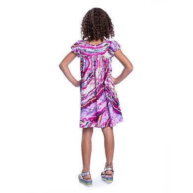 Girls 4-6x 24Seven Comfort Apparel Marble Print Babydoll Dress