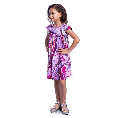 Girls 4-6x 24Seven Comfort Apparel Marble Print Babydoll Dress