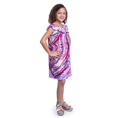 Girls 4-6x 24Seven Comfort Apparel Marble Print Babydoll Dress