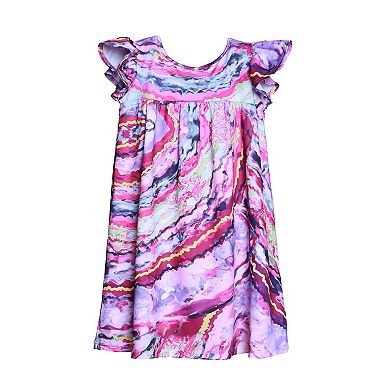 Girls 4-6x 24Seven Comfort Apparel Marble Print Babydoll Dress