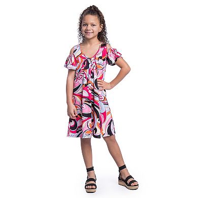 Girls 7-16 24Seven Comfort Apparel Pink Cold Shoulder Dress