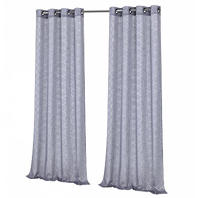 Kate Aurora Living 2 Pack Shabby Metallic Trellis Pastel Sheer Grommet Curtains