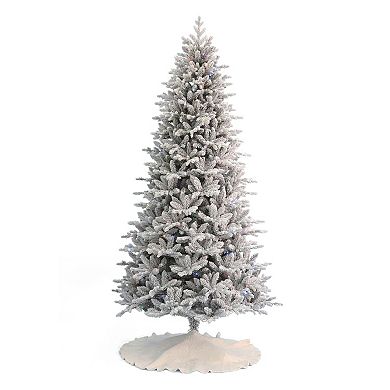 Seasonal 9-ft. Pre-Lit Bluffton Flocked Pine Artificial Christmas Tree - Multi-Color LED Lights