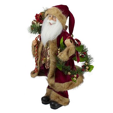 Northlight Santa Claus Holding Wreath Christmas Figurine Floor Decor