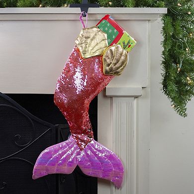Northlight Sequin Iridescent Mermaid Christmas Stocking