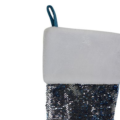 Northlight Reversible Sequined Christmas Stocking with Faux Fur Cuff