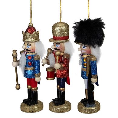 Northlight Glittered Nutcracker King Soldier and Drummer Ornaments 5.25" 3-piece