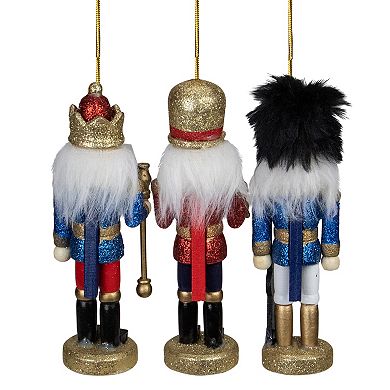 Northlight Glittered Nutcracker King Soldier and Drummer Ornaments 5.25" 3-piece