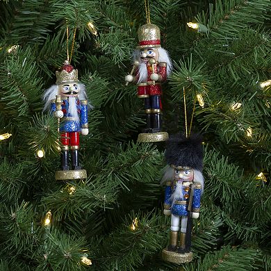 Northlight Glittered Nutcracker King Soldier and Drummer Ornaments 5.25" 3-piece