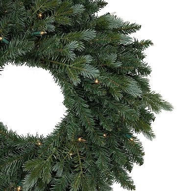 Northlight Pre-Lit Blue Spruce Artificial Christmas Wreath with Clear Lights