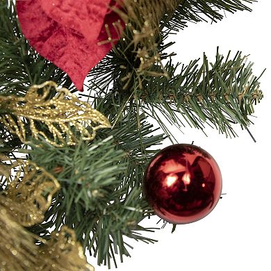 Northlight Poinsettias & Ball Ornaments Artificial Christmas Wreath