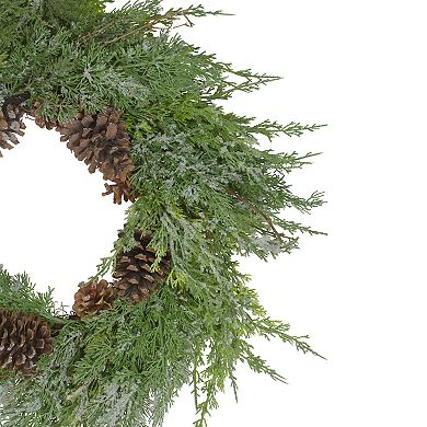 Northlight Frosted Cedar & Pine Cone Artificial Christmas Wreath