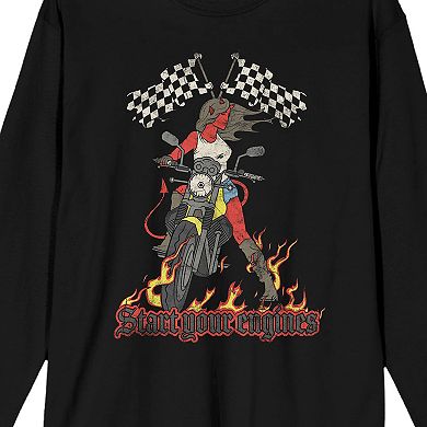 Men's Devil Flame Motorcycycle "Start Your Engines" Vintage Graphic Tee