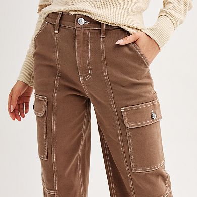 Juniors' SO® High Rise Wide Leg Cargo Jeans