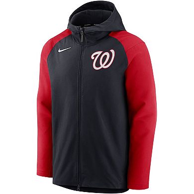 Men's Nike Navy/Red Washington Nationals Authentic Collection Performance Raglan Full-Zip Hoodie
