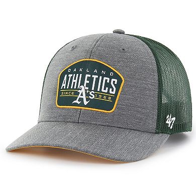 Men's '47 Charcoal Oakland Athletics Slate Trucker Snapback Hat