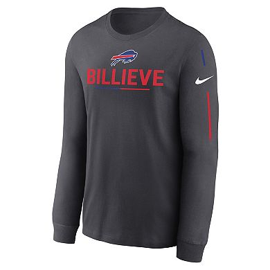 Men's Nike Anthracite Buffalo Bills Team Slogan Long Sleeve T-Shirt