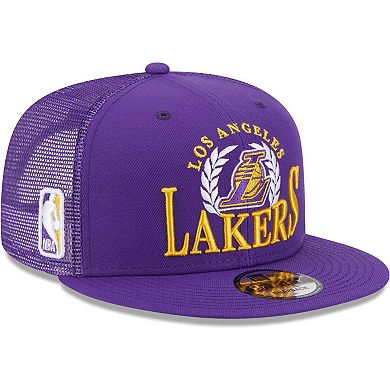 Men's New Era  Purple Los Angeles Lakers Bold Laurels 9FIFTY Snapback Hat