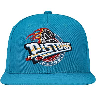 Men's Mitchell & Ness Teal Detroit Pistons Hardwood Classics MVP Team Ground 2.0 Fitted Hat