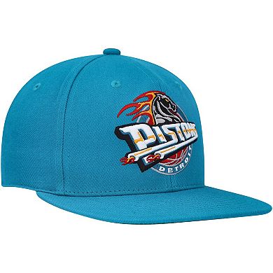 Men's Mitchell & Ness Teal Detroit Pistons Hardwood Classics MVP Team Ground 2.0 Fitted Hat