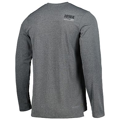 Men's Nike Heather Charcoal Iowa Hawkeyes 2022 Coach Performance Long Sleeve V-Neck T-Shirt