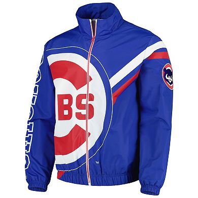 Men's Mitchell & Ness Royal Chicago Cubs Exploded Logo Warm Up Full-Zip Jacket