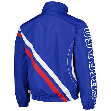 Men's Mitchell & Ness Royal Chicago Cubs Exploded Logo Warm Up Full-Zip Jacket