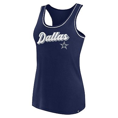 Women's Fanatics Branded Navy Dallas Cowboys Wordmark Logo Racerback Scoop Neck Tank Top