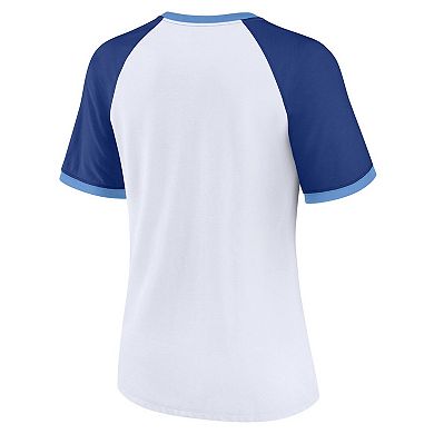 Women's Nike White Kansas City Royals Rewind Color Remix Fashion Raglan T-Shirt