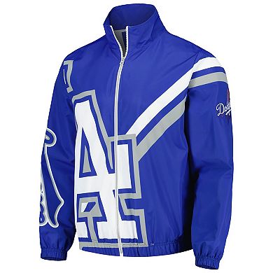 Men's Mitchell & Ness Royal Los Angeles Dodgers Exploded Logo Warm Up Full-Zip Jacket