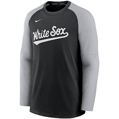 Men's Nike Black/Gray Chicago White Sox Authentic Collection Pregame Performance Raglan Pullover Sweatshirt