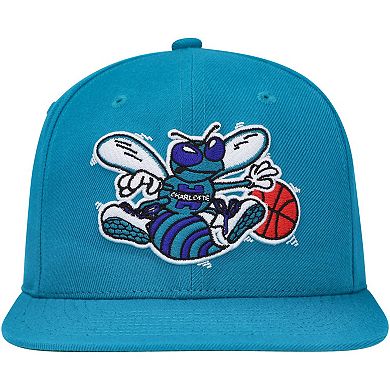 Men's Mitchell & Ness Teal Charlotte Hornets Hardwood Classics MVP Team Ground 2.0 Fitted Hat