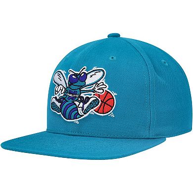 Men's Mitchell & Ness Teal Charlotte Hornets Hardwood Classics MVP Team Ground 2.0 Fitted Hat