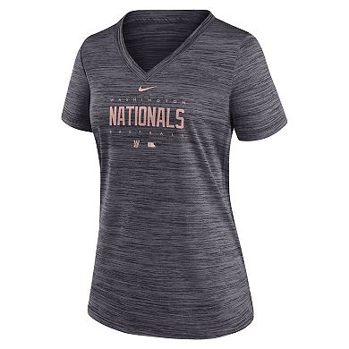 Women's Nike  Charcoal Washington Nationals City Connect Velocity Practice Performance V-Neck T-Shirt