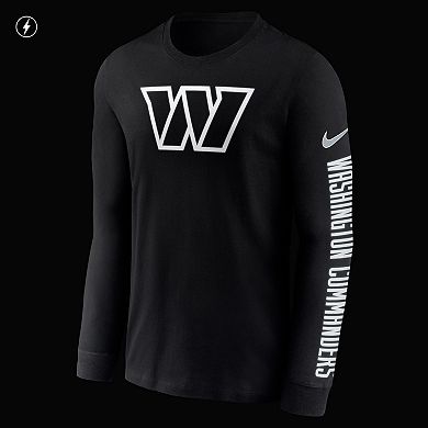 Men's Nike Black Washington Commanders RFLCTV Name and Logo T-Shirt