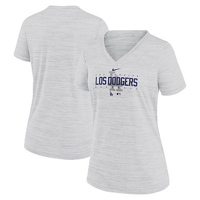 Women's Nike  White Los Angeles Dodgers City Connect Velocity Practice Performance V-Neck T-Shirt