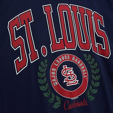 Women's Mitchell & Ness Navy St. Louis Cardinals Logo Lt 2.0 Pullover Sweatshirt