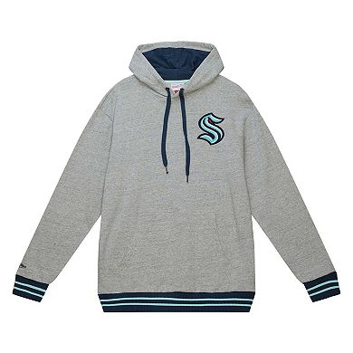 Men's Mitchell & Ness  Heather Gray Seattle Kraken Classic French Terry Pullover Hoodie