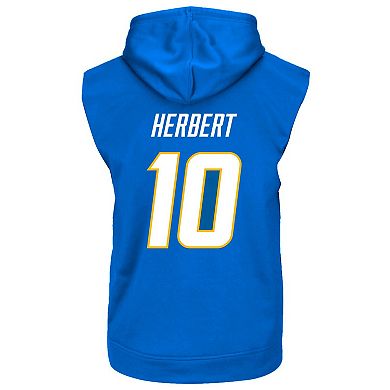Men's Justin Herbert Powder Blue Los Angeles Chargers Big & Tall Muscle Pullover Hoodie
