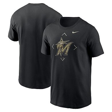 Men's Nike Black Miami Marlins Camo Logo T-Shirt
