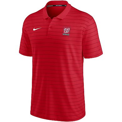 Men's Nike Red Washington Nationals Authentic Collection Striped Performance Pique Polo